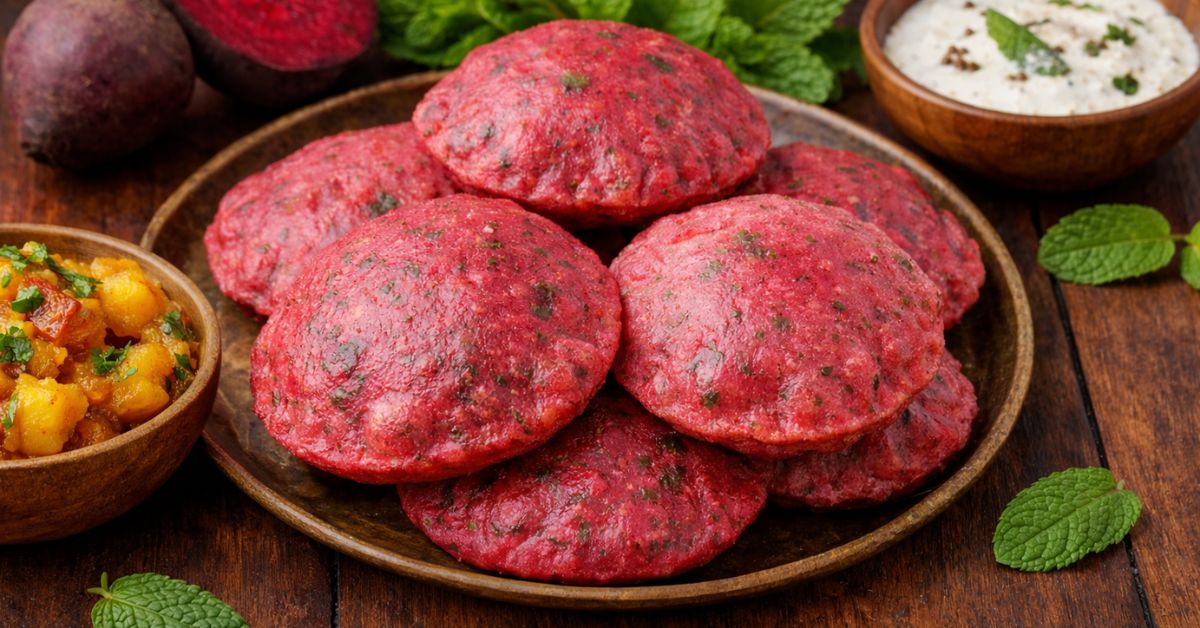 Beetroot Mint Puri – Healthy Vegetarian Breakfast Recipe for Busy Morning