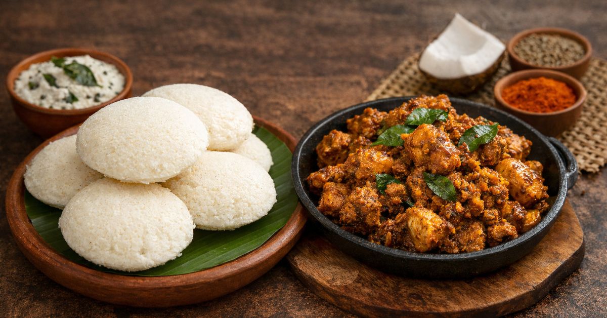 Mangalore Special Idli and Chicken Sukka – Famous Coastal Breakfast Combo